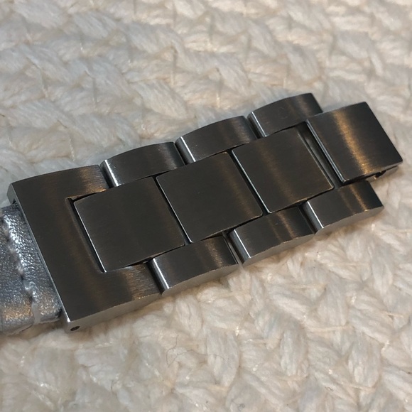 Apple Watch Silver Braided Leather Bracelet watch band - Picture 6 of 7